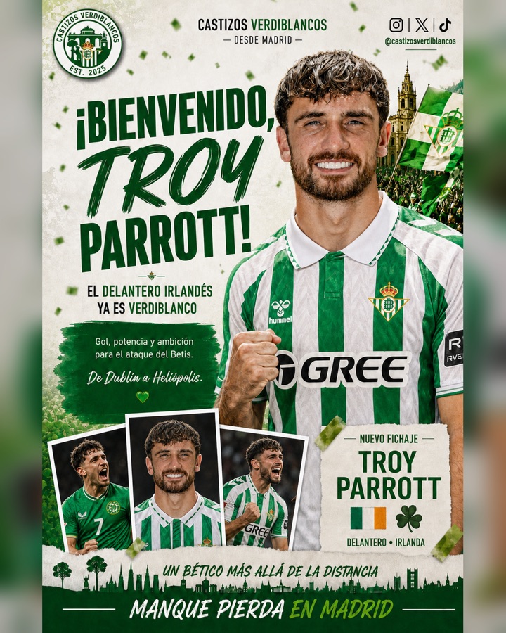 Publicación de bienvenida a Troy Parrott